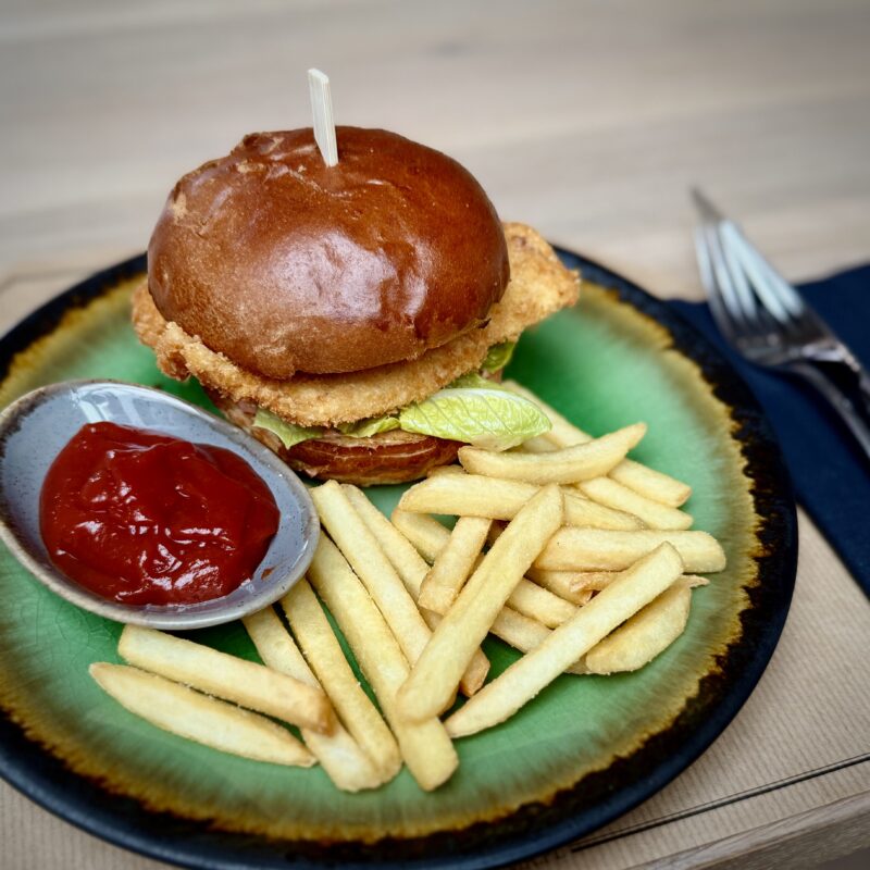 Panko-Hähnchen-Burger mit Pommes - Kindermenü im Restaurant Toscania